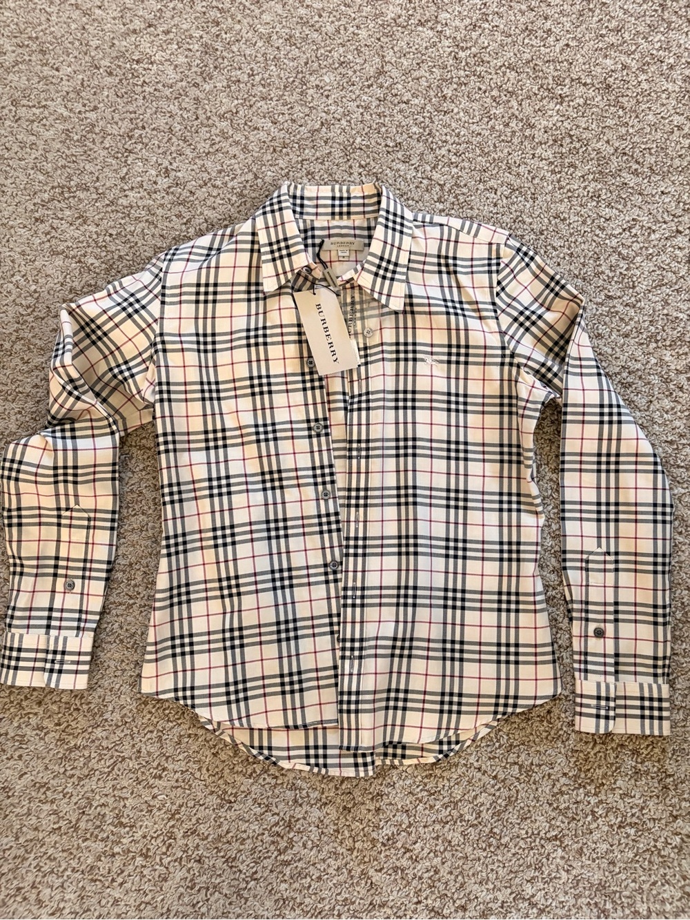 Burberry Ivory Nova Check Button-Down Shirt